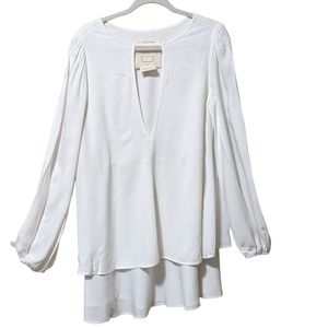 Free People white Beck mini layered dress deep v-neck summer wedding siz…